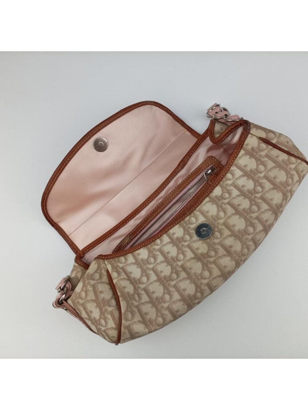 ★SOLD★ Dior Romantic Heart Trotter Beige Brown Pink Canvas Xleather Messenger - Picture 13 of 15